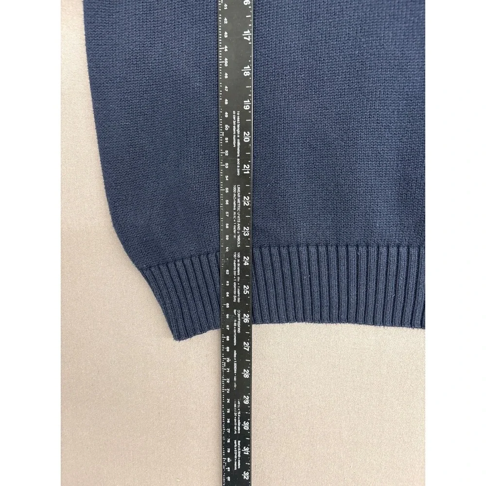 Polo Ralph Lauren Mens Navy Blue Cotton Quarter Zip Pullover Sweater Size M